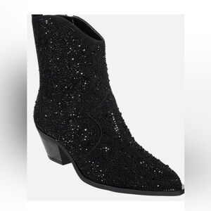 NEW! Jessica Simpson Black Rhinestone Embellished Ankle Boots size-9Wide